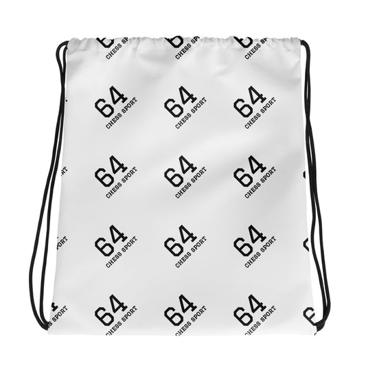 64 Chess Sport Drawstring Bag White