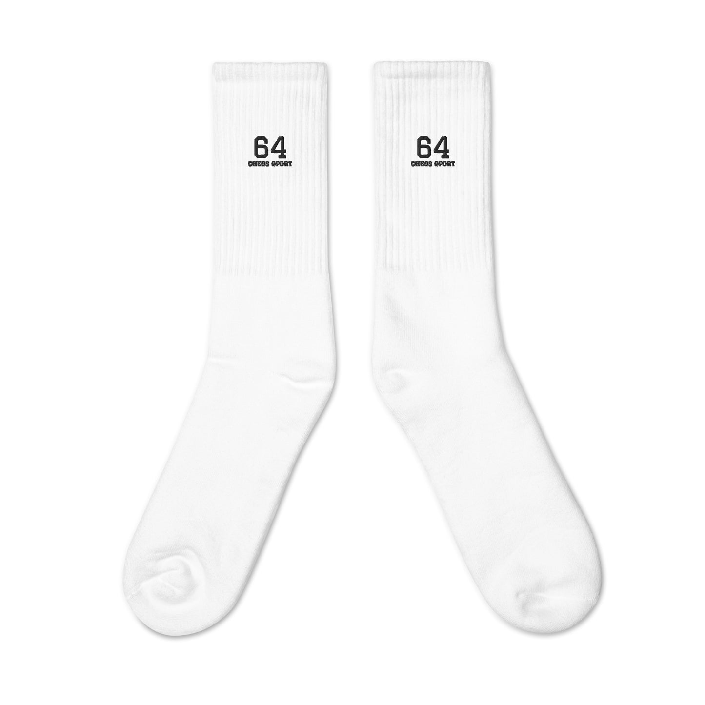 64 Chess Sport Embroidered Socks White