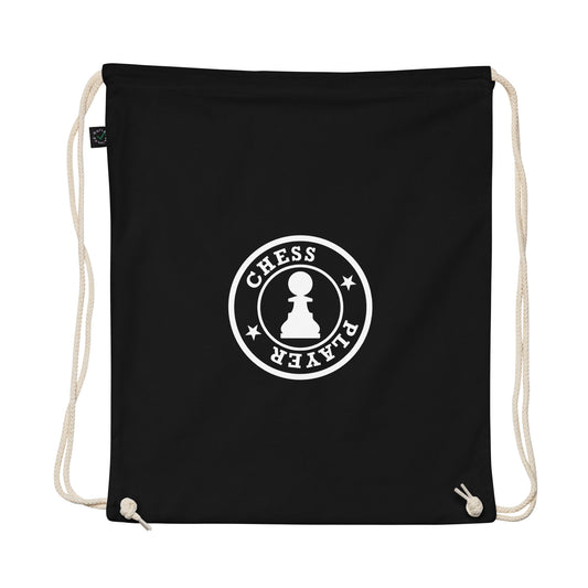 Chess Player Logo Cotton Stringbag Black