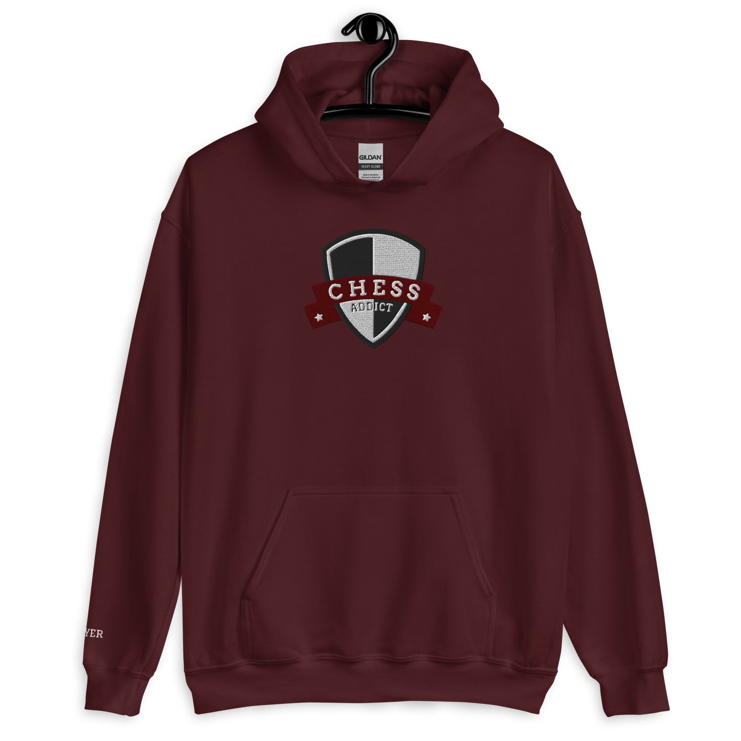 Chess Addict Heavy Hoodie Maroon